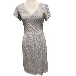 Boden Dress Womens 6R Blue Floral Penelope Jersey Dress V-Neck Short Sleeve